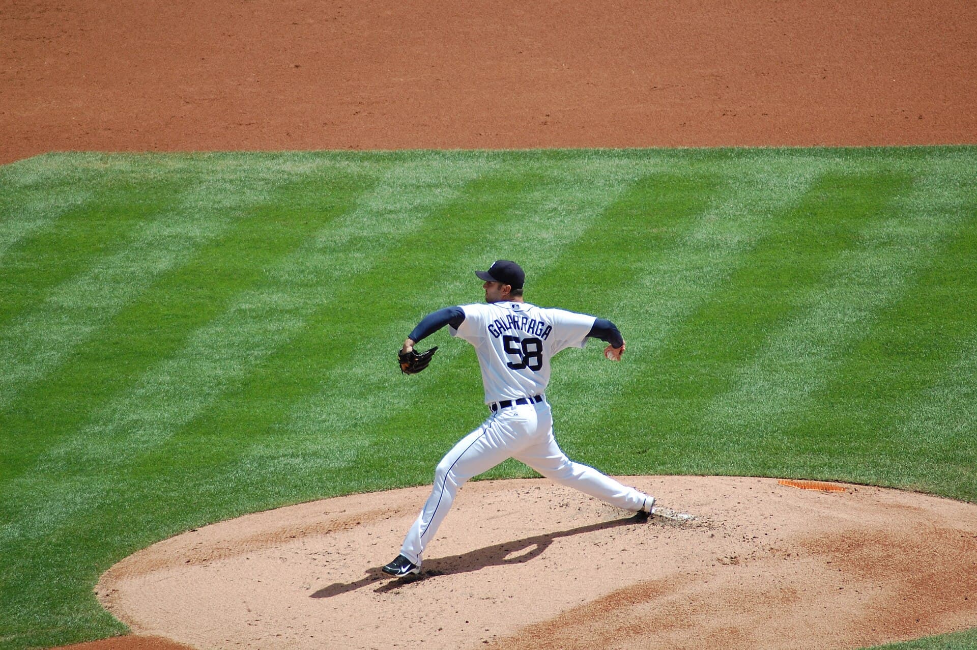 Armando Galarraga pitching for Detroit on July 25, 2010, seven weeks after the game in this entry.