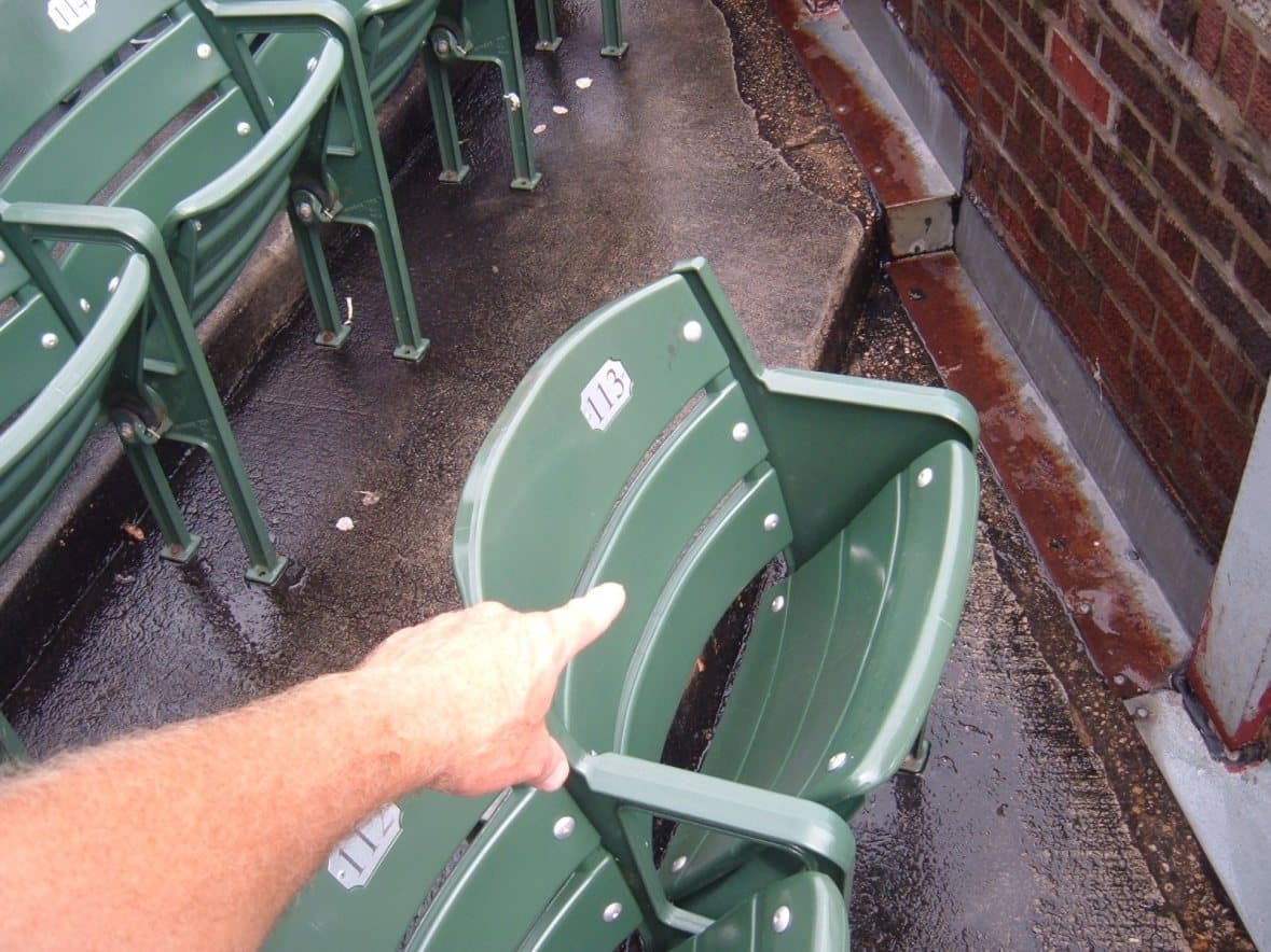 The seat associated with Steve Bartman at Wrigley Field, photographed in 2007. This is not the foul ball in the 2003 National League Championship Series.