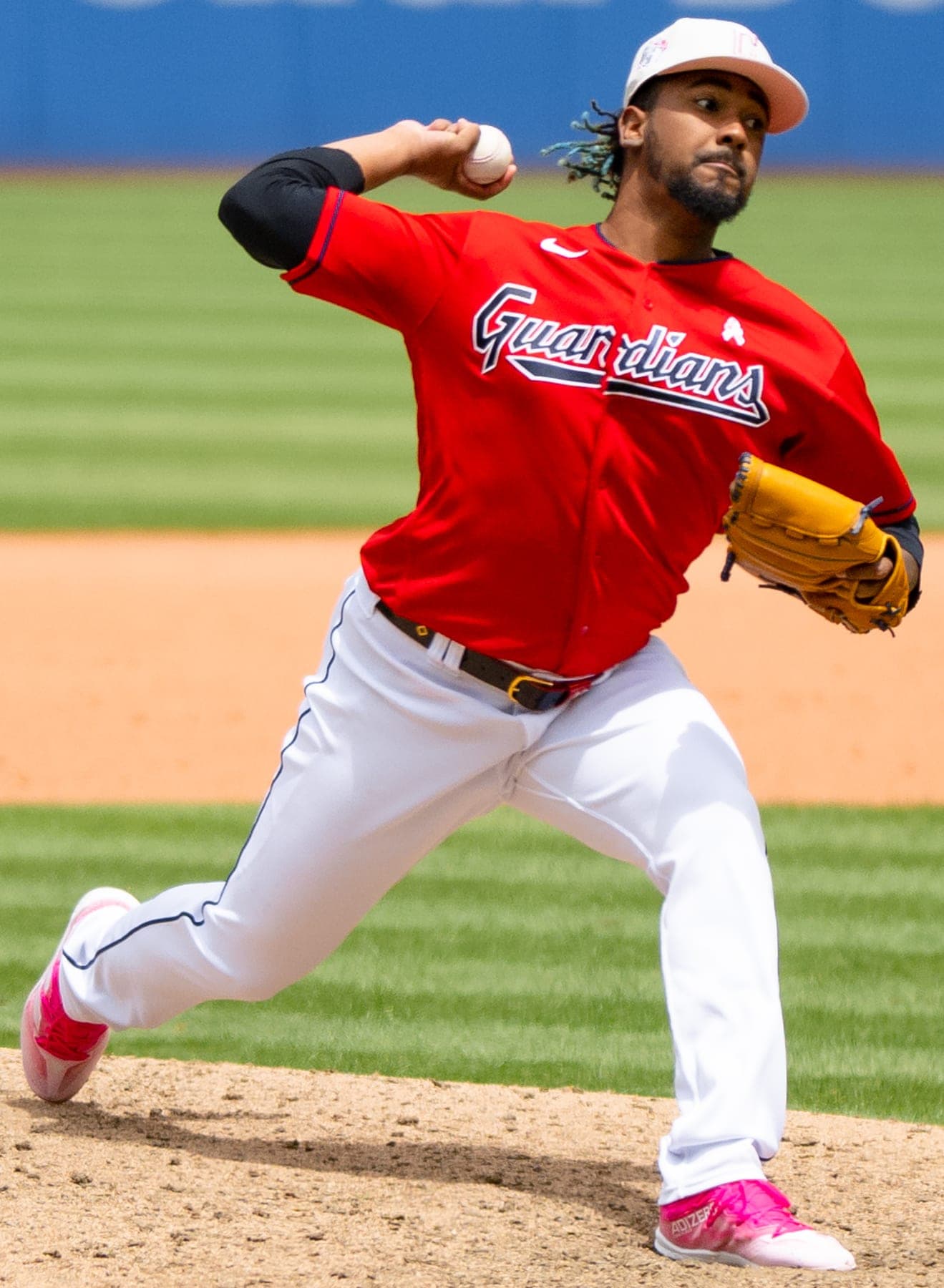 Emmanuel Clase pitching for the Guardians at Progressive Field, May 14, 2023. Not related to the indictment.