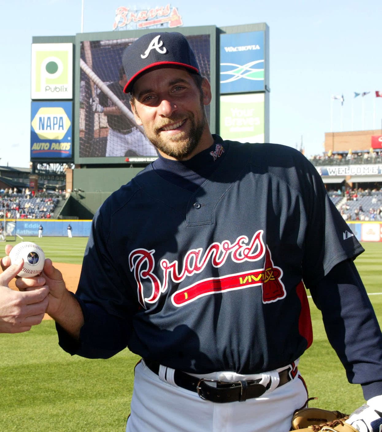 John Smoltz at Dobbins Air Reserve Base on April 6, 2007, twenty years after Detroit traded him. This is not the day of the deal.