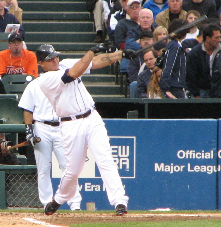 Miguel Cabrera with the Tigers on May 9, 2008. The photograph is the season after the trade, not the day of the deal.