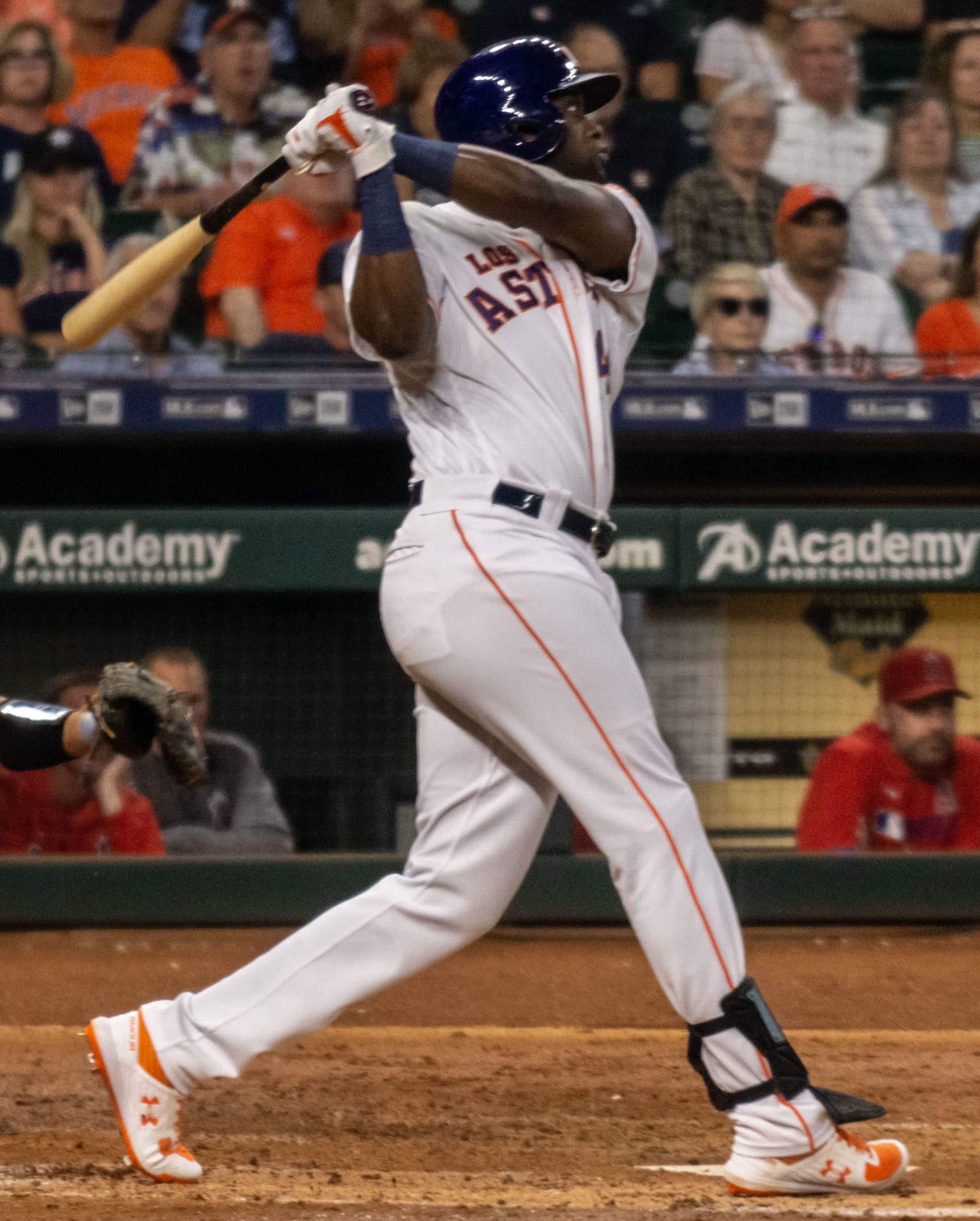 Yordan Alvarez batting for Houston on September 21, 2019, his first major-league season. This is not the August 1, 2016 trade, which came before he had played in the United States.